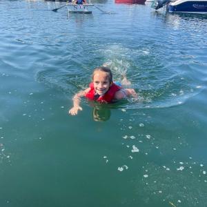 The annual Swim Test: Liz Giampetruzzi is all smiles. Courtesy photo