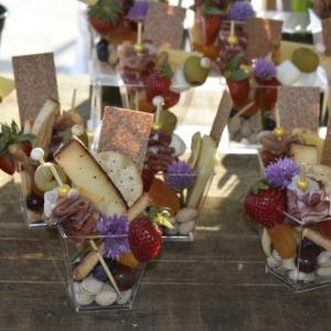 Many guests nibbled on Social Graze's Charcuterie in a cup creation by Karen Jordan and Meegs and Lexi Hughes. LISA KRISTOFF/Boothbay Register 
