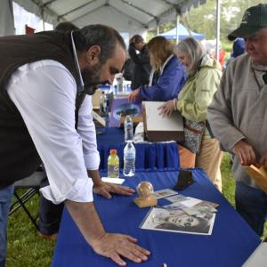 Larry from Union brought a collection of Clyde Sukeforth memorabilia. FRITZ FREUDENBERGER/Boothbay Register