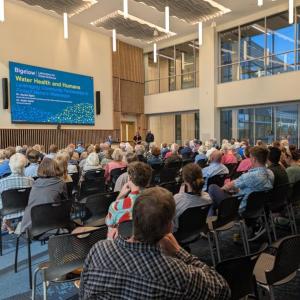Bigelow presents Water Health and Humans Initiative: Leveraging Community Partnerships to Protect Maine’s Waterways. CANDI JONETH/Boothbay Register Cafe Sci - Healthy waterways