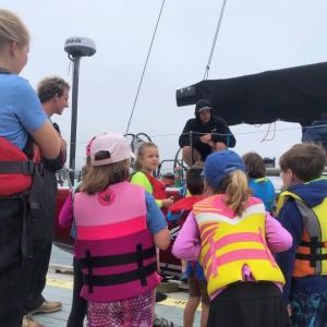 The Wahoo crew invited young sailors onboard and gave some lessons. Courtesy Dan Zajdel