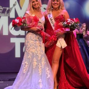 Alana LaCourse (left) 2025 Miss Maine's Teen stands on stage with Paige Lessard, 2025 Miss Maine at the Donald M. Gay Performing Arts Center at Edward Little High School. Photo courtesy: Miss Maine