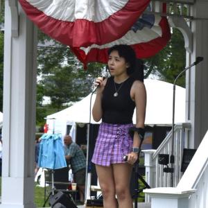Imij Armstead sings "The Star-Spangled Banner." FRITZ FREUDENBERGER/BOOTHBAY REGISTER