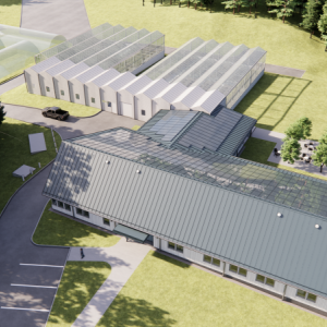 A rendition of the Edward and Gwendolyn Asplundh Horticulture and Plant Science Center. Courtesy of Christner Architects