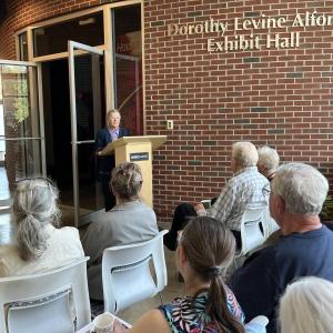 Cordula Mathias speaking at The Holocaust and Human Rights Center in Augusta recently. Courtesy photo