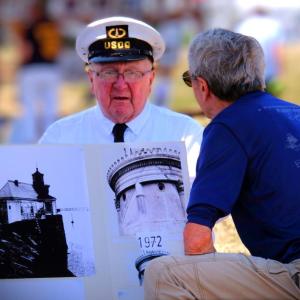 Howard Wright speaks about Bug Light during a celebration in honor of its 150th year. Cathy Conroy photo. 