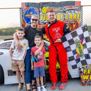 Nick Hinkley and family join together in Victory Lane following his win in the Pro Stocks. Jasen Dickey photo Nick Hinkley and family join together in Victory Lane following his win in the Pro Stocks. Jasen Dickey photo