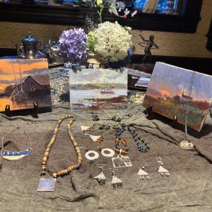 Art by Kathleen Billis; Jewelry by Jennifer Matthews.