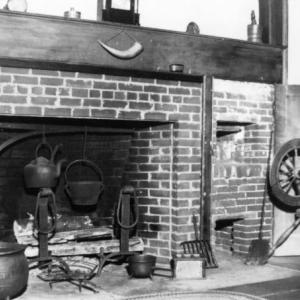 The hearth in the Leach House, circa 1968. Courtesy of BRHS The hearth in the Leach House, circa 1968. Courtesy of BRHS