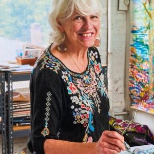Printmaker and journal artist Susan Newbold. Courtesy of Eliza Wing Printmaker and journal artist Susan Newbold. Courtesy of Eliza Wing