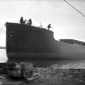 Launch of Seiner’s sister ship, Harvard, circa 1925. Courtesy of Boothbay Region Historical Society