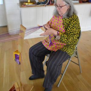 Weaver Susan Perrine showcases her craft during an exhibition at Boothbay Railway Village Museum. ISABELLE CURTIS/Boothbay Register