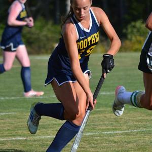 Moriah Smith dribbles to the offensive end of the pitch against Mt. View. Smith scored three goals in Boothbay's 7-0 win. KEVIN BURNHAM/Boothbay Register