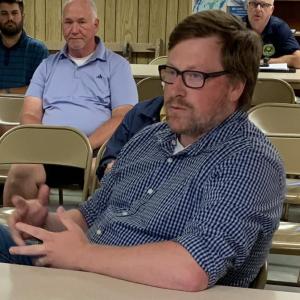 Website Committee member and Sheepscot Harbor Resort Condo Association President John Allen spoke to Edgecomb selectmen Sept. 2 about the Tax Increment Financing District's language. BILL PEARSON/Boothbay Register John Allen