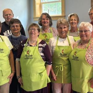 Greeting visitors to the church during the open house on Saturday, front row from left: Doris Welch, Certified Lay Leader Tammy Judkins, Cathy Blake, Maggie Tourtillotte; row two, from left: Melanie Stanley, Wayne Stanley (behind her), Laurie Bean, Trish Fallon, and Gearry Judkins. LISA KRISTOFF/Boothbay Register LISA KRISTOFF/Boothbay Register
