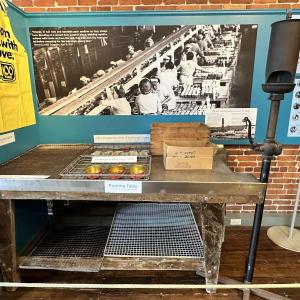 This packing table is a featured original artifact that is part of Penobscot Marine Museum’s Sardineland exhibit. 