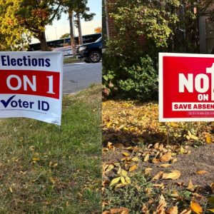 yard signs for both sides of the issue addressed in question 1.