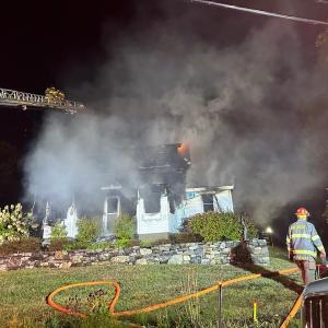 Fire at 79 Western Avenue in Boothbay Harbor Oct. 4. Courtesy of Mark Sullivan