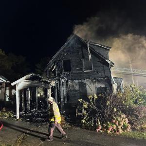 Fire at 79 Western Avenue in Boothbay Harbor Oct. 4. Courtesy of Mark Sullivan