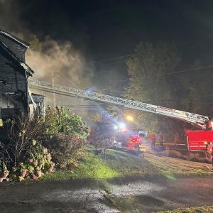 Fire at 79 Western Avenue in Boothbay Harbor Oct. 4. Courtesy of Mark Sullivan
