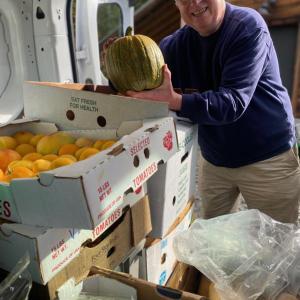 Boothbay pantry pick up. Photo by Erica Berman Tomatoes and Alain Ollier
