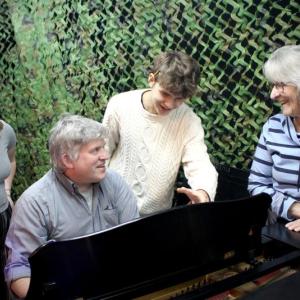 The Baker's Wife and the Baker in rehearsal with accompanist Sean Fleming and vocal director Beth Preston. Courtesy of Joy Braley