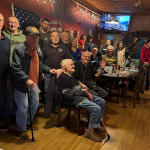 Local Marine Corps veterans gather at Brady's for the 250th birthday of the military branch. Jen Mitchell photo