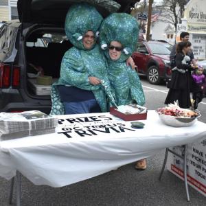 Candi and Chloe Joneth hosted octopus trivia at the Boothbay Register's trunk or treat table. FRITZ FREUDENBERGER/Boothbay Register