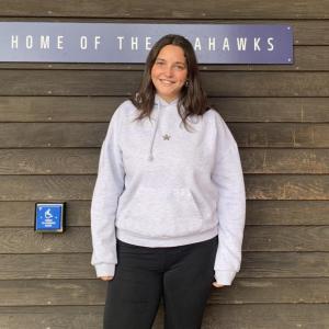 Frida Kirchhauser of Stuttgart, Germany talks school spirit and the American high school experience. ISABELLE CURTIS/Boothbay Register