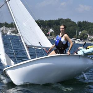 Boothbay Harbor Yacht Club junior sailors in a friendly competition July 15. FRITZ FREUDENBERGER/Boothbay Register 