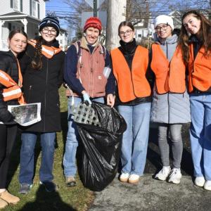 BRHS students during a trash pickup day Dec. 11 to help clean up downtown Boothbay Harbor. FRITZ FREUDENBERGER/Boothbay Register