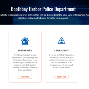 The Boothbay Harbor Police Department (BHPD) makes protecting loved ones and vacant properties easier with new online databases. ISABELLE CURTIS/Boothbay Register