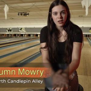 Along Route 1 Bob meets Autumn Mowry at Ellsworth Candlepin Alley. Bob Krist image