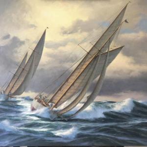 Don Demers painted, "Crossing the Gulf Stream" after a trip from Newport, RI to Bermuda. Courtesy of the artist