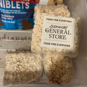 "Food for everyday, food for everyone," declares a donated item from the Southport General Store. ISABELLE CURTIS/Boothbay Register