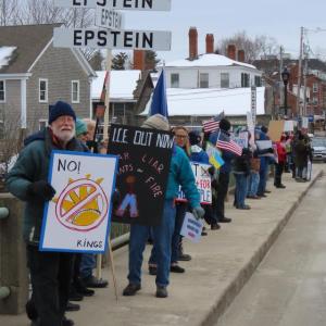 Protestors on the Newcastle/Damariscotta bridge on Feb. 14. Courtesy of Nigel Calder
