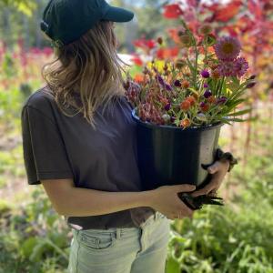 Mae Krieg with flowers. Eric Berman photo