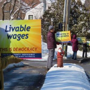 New signs by Lincoln County Indivisible on display this past weekend. Courtesy photo