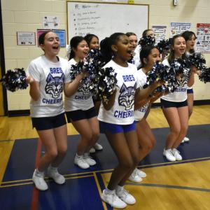 The BRES cheering squad celebrates the win. FRITZ FREUDENBERGER/Boothbay Register