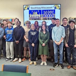 The 2025/2026 Boothbay Region High School indoor track team. Courtesy Nick Scott. 