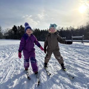 Students at the Center for Teaching and Learning on their cross country skis. Courtesy of CTL