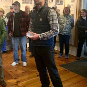 General Manager Dennis Gunderson speaks to a packed open house. ISABELLE CURTIS/Boothbay Register