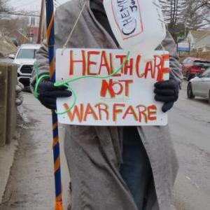 One of the protestors on March 7. Courtesy of Nigel Calder