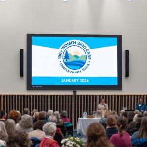 More than 100 women gather at Bigelow for the January 2026 meeting of “100+ Women Who Care Lincoln County Maine” Melissa Keyser photo 