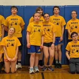 The BRHS Unified basketball team, helpers and coaches. CANDI JONETH/Boothbay Register