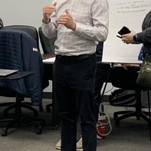 VHB Project Manager Luke Mitchell gives background on Maine's Comprehensive Plan guidelines. ISABELLE CURTIS/Boothbay Register