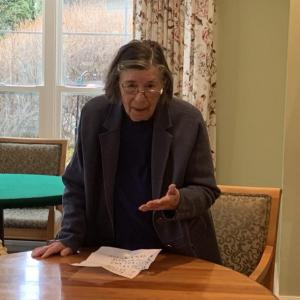 Joan Stark gives a brief speech to members to celebrate 25 years of the Visually Impaired Persons (VIP) group. ISABELLE CURTIS/Boothbay Register