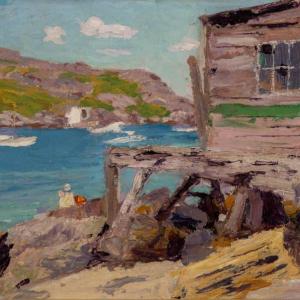 Edward Potthast (1857–1927), "Lavender Shack," 1926, oil on board, 12 x 16 inches. Courtesy of Jennifer Pye, Director Monhegan Museum of Art & History