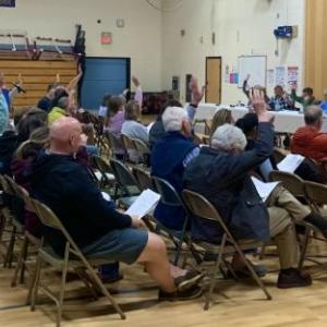 Residents at the CSD annual budget meeting April 28. ISABELLE CURTIS/Boothbay Register