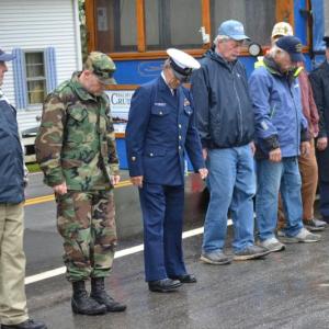 Veterans at the Newagen ceremony. KEVIN BURNHAM/Boothbay Register